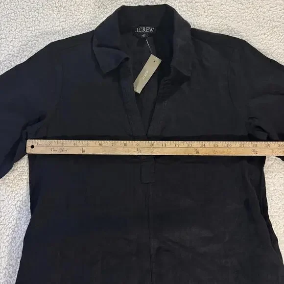 J. Crew Women's Tunic Shirt-Dress Short Sleeve 100% Linen Black XS NWT Preppy - Picture 5 of 7